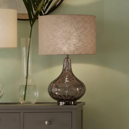 An Image of Amelia Smoke Glass Dimple Table Lamp Grey