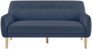 An Image of Habitat Finney Fabric 3 Seater Sofa - Navy