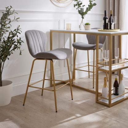 An Image of Lila Counter Height Bar Stool, Velvet Velvet Bottle Green