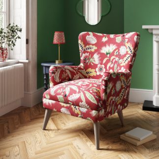 An Image of Marlow Wing Chair Joy Floral Print Joy Floral Red