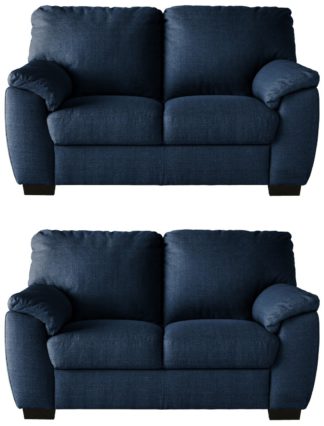 An Image of Argos Home Milano Pair of Fabric 2 Seater Sofa - Navy
