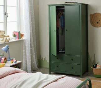 An Image of Habitat Kids Brooklyn 2 Door 2 Drawer Wardrobe - Green