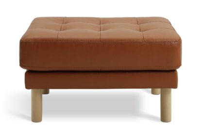 An Image of Habitat Newell Leather Footstool - Tan