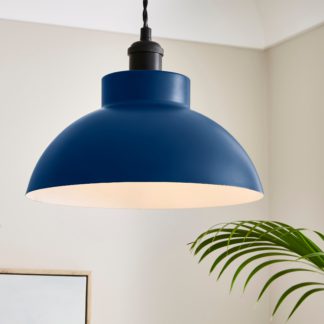 An Image of Barque Metal Blue Pendant Light Classic Blue