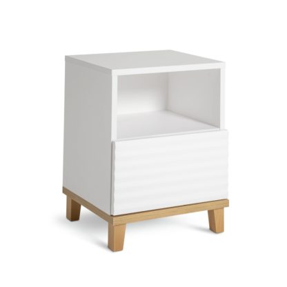 An Image of Habitat Cleo 1 Drawer Bedside Table - White