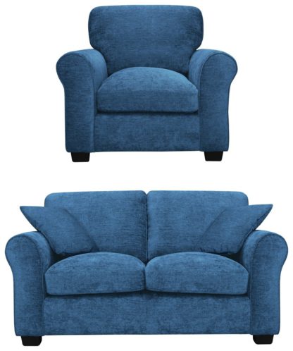 An Image of Argos Home Taylor Fabric Chair & 2 Seater Sofa - Navy