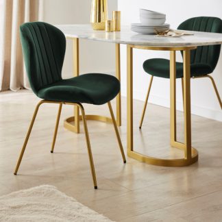 An Image of Lila Dining Chair, Velvet Velvet Bottle Green