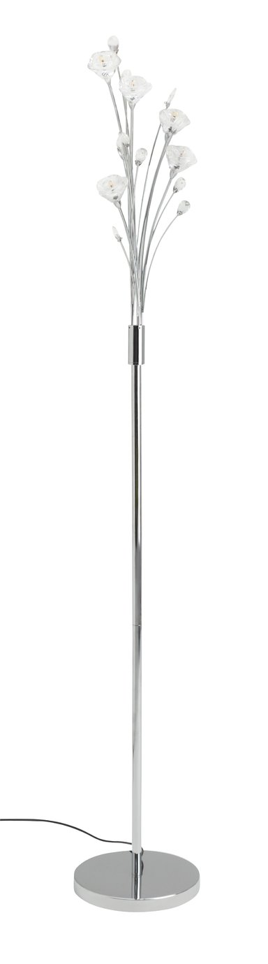 An Image of Argos Home Rosa 5 Light LED Flower Floor Lamp - Silver