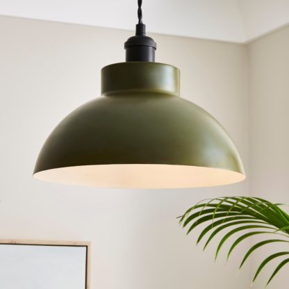 An Image of Barque Metal Olive Pendant Light Olive (Green)