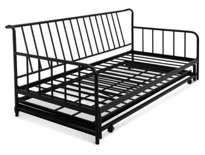 An Image of Habitat Kanso Metal Guest Bed with Trundle - Black