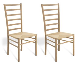 An Image of Habitat Laurie Pair of Oak Dining Chairs - Natural