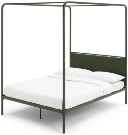 An Image of Habitat Damon 4 Poster Double Metal Bed Frame - Green