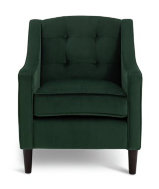 An Image of Habitat Dorian Velvet Accent Chair - Moss Green