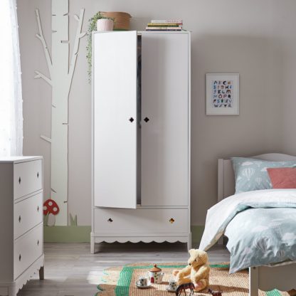 An Image of Habitat Kids Serena 2 Door 1 Drawer Wardrobe - Ivory