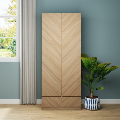 An Image of GFW Catania 2 Door 1 Drawer Wardrobe - Oak