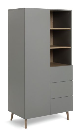 An Image of Habitat Skandi 1 Door 3 Drawer Open Wardrobe - Grey