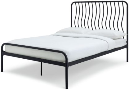 An Image of Habitat Wave Double Metal Bed Frame - Off White