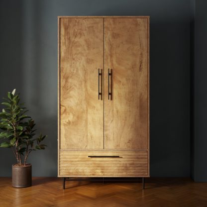 An Image of Bryant Double Wardrobe, Mango Wood Effect Wood (Brown)