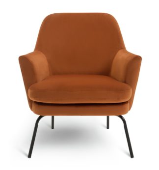 An Image of Habitat Celine Velvet Accent Chair - Orange