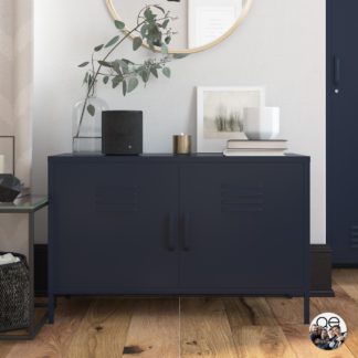 An Image of Queer Eye Bradford 2 Door Metal Accent Cabinet Navy