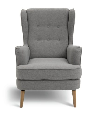 An Image of Habitat Callie Self Assembly Fabric Wingback Chair - Grey