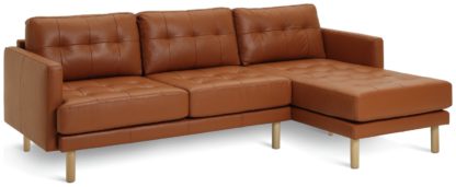 An Image of Habitat Newell Leather Right Hand Corner Chaise Sofa - Tan