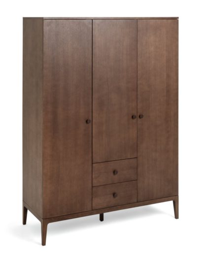 An Image of Habitat Loxley 3 Door 2 Drawer Wardrobe - Walnut