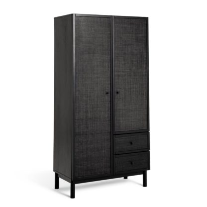 An Image of Habitat Simone 2 Door Drawer Wardrobe - Black