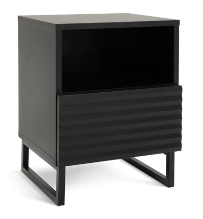 An Image of Habitat Cairo 1 Drawer Bedside Table - Black