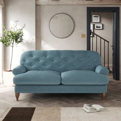 An Image of Canterbury 2 Seater Sofa Cosy Velvet Pacific