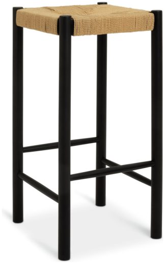 An Image of Habitat Hanna Oak Bar Stool - Black