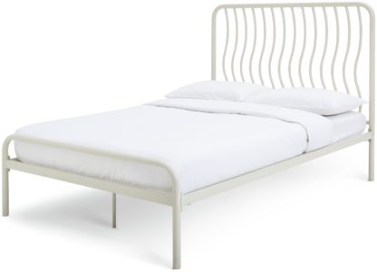 An Image of Habitat Wave Kingsize Metal Bed Frame - Off White