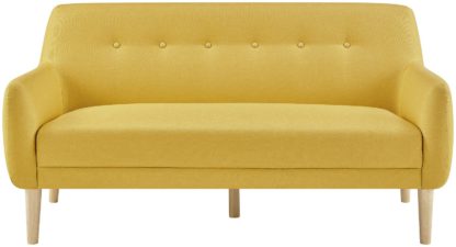 An Image of Habitat Finney Fabric 3 Seater Sofa - Mustard