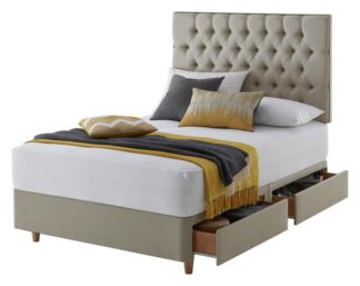 An Image of Silentnight Sassaria Kingsize 4 Drawer Divan Set - Sandstone