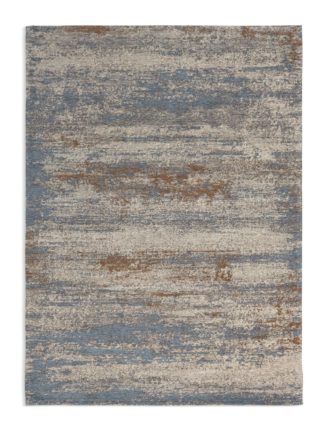 An Image of Habitat Distressed Dark Sand Patterned Rug- Blue - 160x230cm