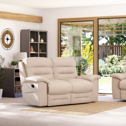 An Image of Lulworth Chenille 2 Seater Recliner Sofa Latte (Brown)