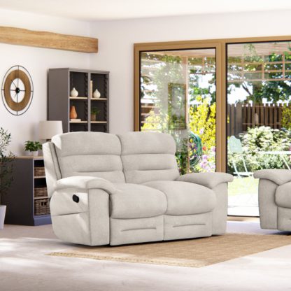 An Image of Lulworth Chenille 2 Seater Recliner Sofa Latte (Brown)