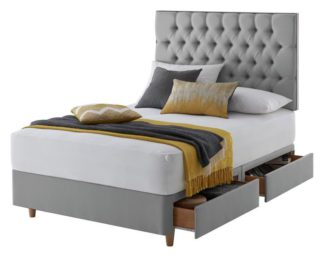 An Image of Silentnight Sassaria Kingsize 4 Drawer Divan Set - Grey