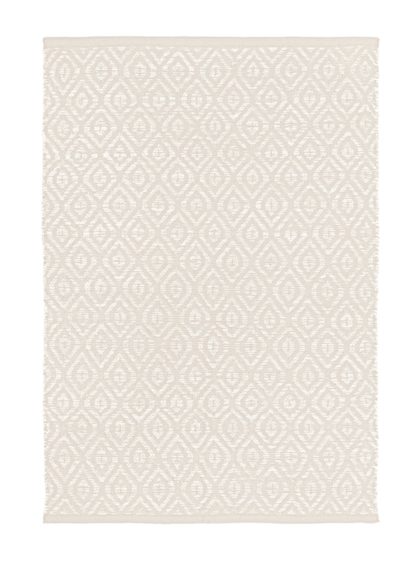 An Image of Argos Home Geo Diamond Cotton Flatweave Rug- 80x110cm- Ivory