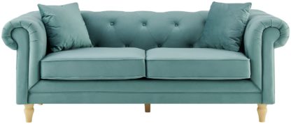 An Image of Habitat Clarendon Chesterfield 3 Seater Sofa - Teal