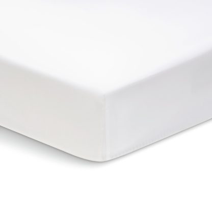 An Image of Habitat Cotton 800 TC Extra Deep White Fitted Sheet - King