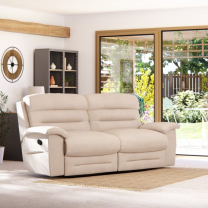 An Image of Lulworth Chenille 3 Seater Recliner Sofa Sand