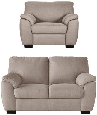 An Image of Argos Home Milano Fabric Chair & 2 Seater Sofa - Natural