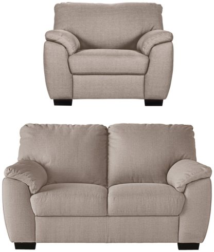 An Image of Argos Home Milano Fabric Chair & 2 Seater Sofa - Natural