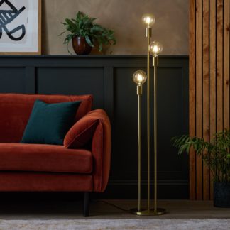 An Image of Habitat Exposed Bulb 3 Light Floor Lamp - Brass