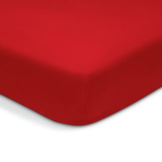 An Image of Habitat Brushed Cotton Red Fitted Sheet - Double