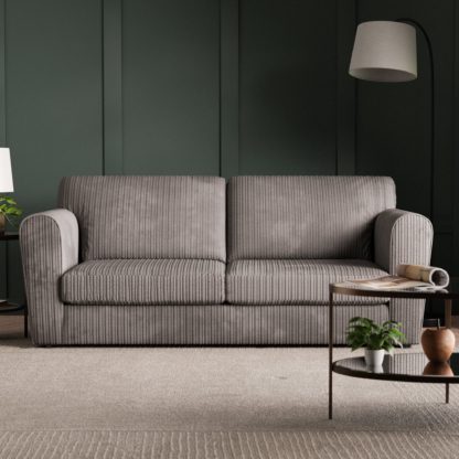 An Image of Blake Curved Arm Jumbo Cord Standard Back 3 Seater Sofa Jumbo Cord Grey