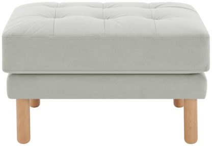 An Image of Habitat Newell Fabric Footstool - Light Grey