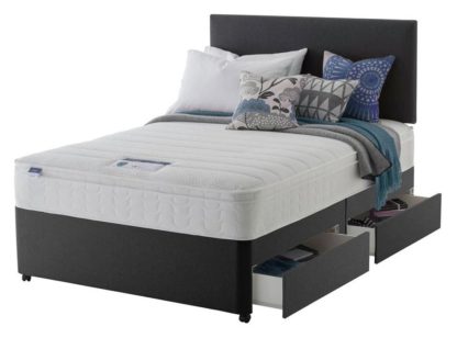 An Image of Silentnight Travis Kingsize 4 Drawer Divan Bed - Charcoal