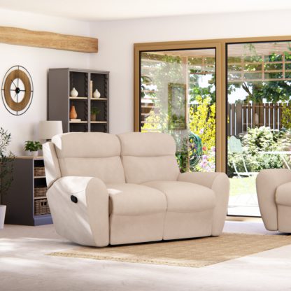 An Image of Wareham 2 Seater Manual Recliner Sofa Honeycomb Chenille Latte